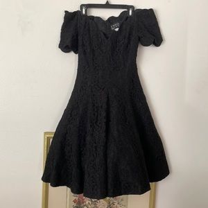 Vintage Expo nite off the shoulder scallop neckline mini dress